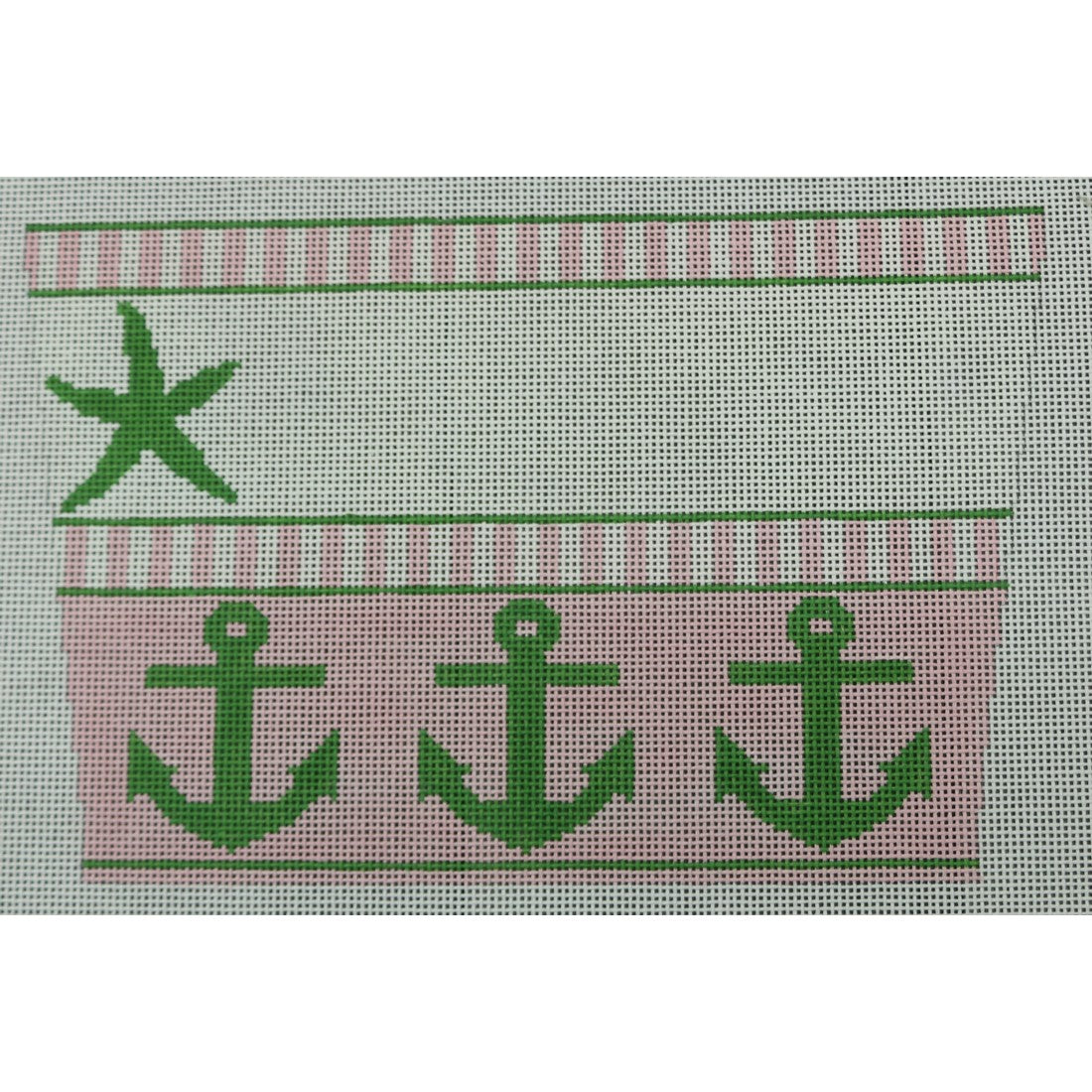KKSC1 Stocking Cuff - Starfish and Anchors Pink and Green