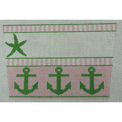 KKSC1 Stocking Cuff - Starfish and Anchors Pink and Green