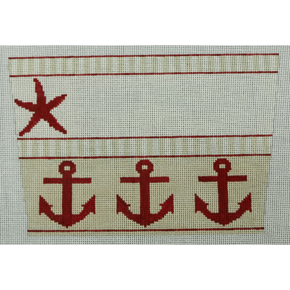KKSC3 Stocking Cuff - Starfish and Anchors Red and Khaki
