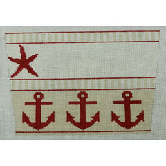KKSC3 Stocking Cuff - Starfish and Anchors Red and Khaki