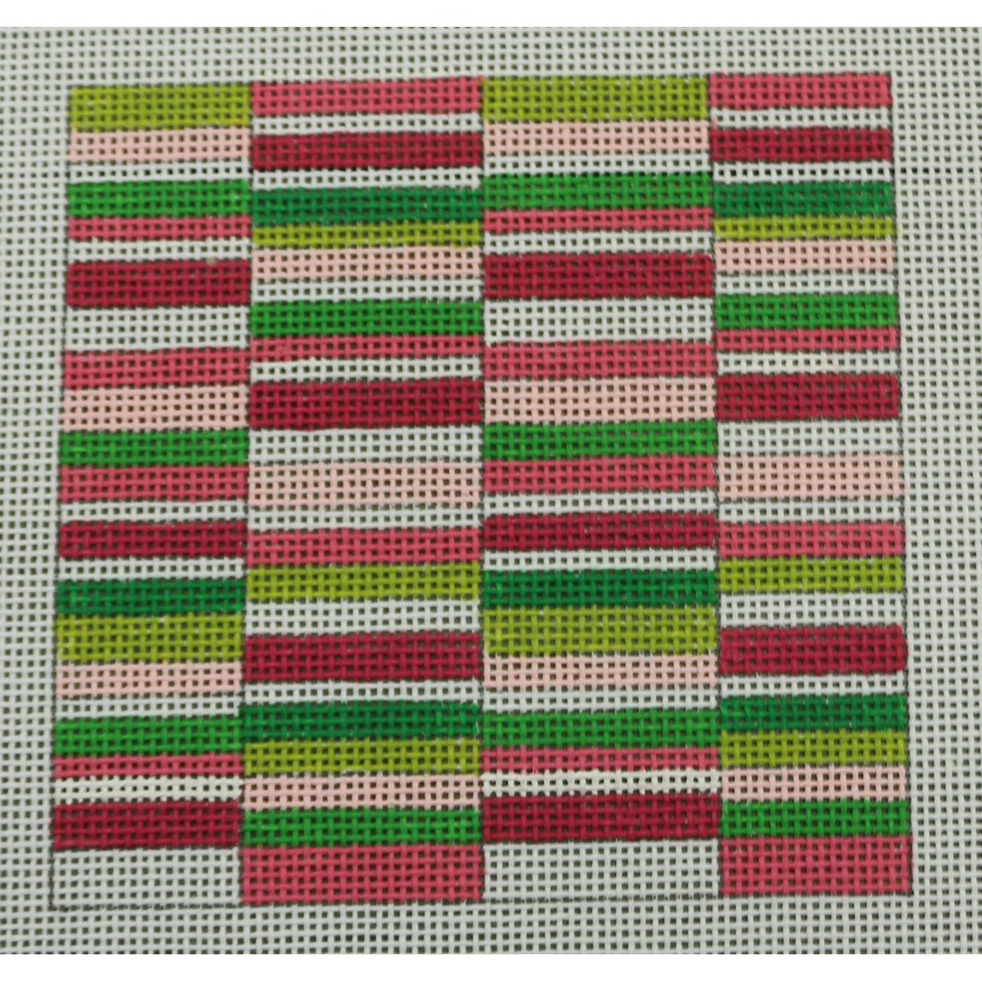 KKSS45 Pink and Green Horizontal Stripes Square 4" square