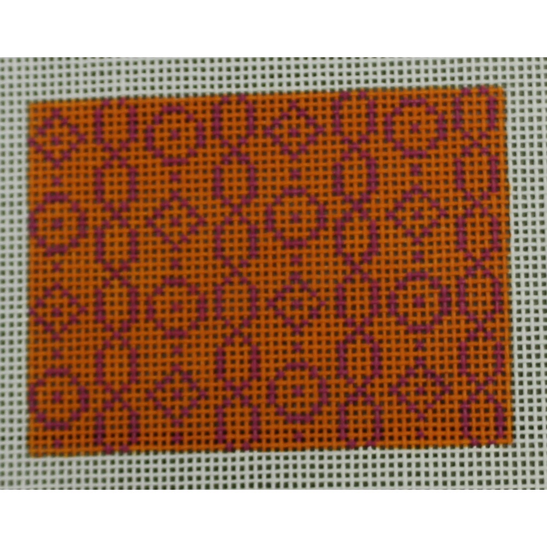 KKWCC12 wallet insert - geometric chain/circle/diamond pink on orange 3.25 x 2.375