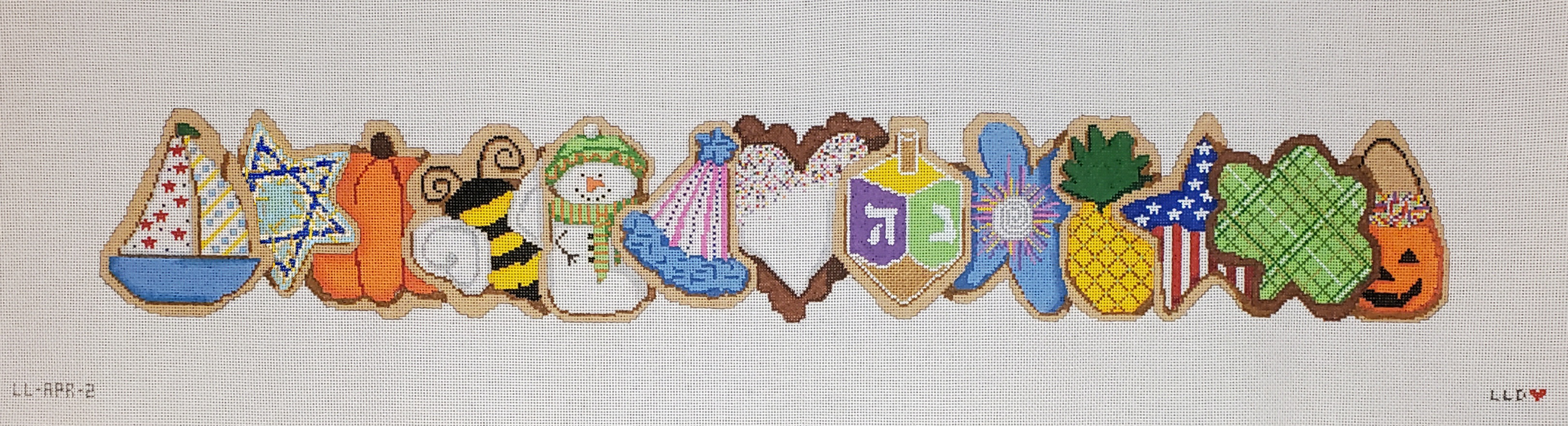 LL-APR-2 All Holiday Cookies Apron Row w/Hanukkah