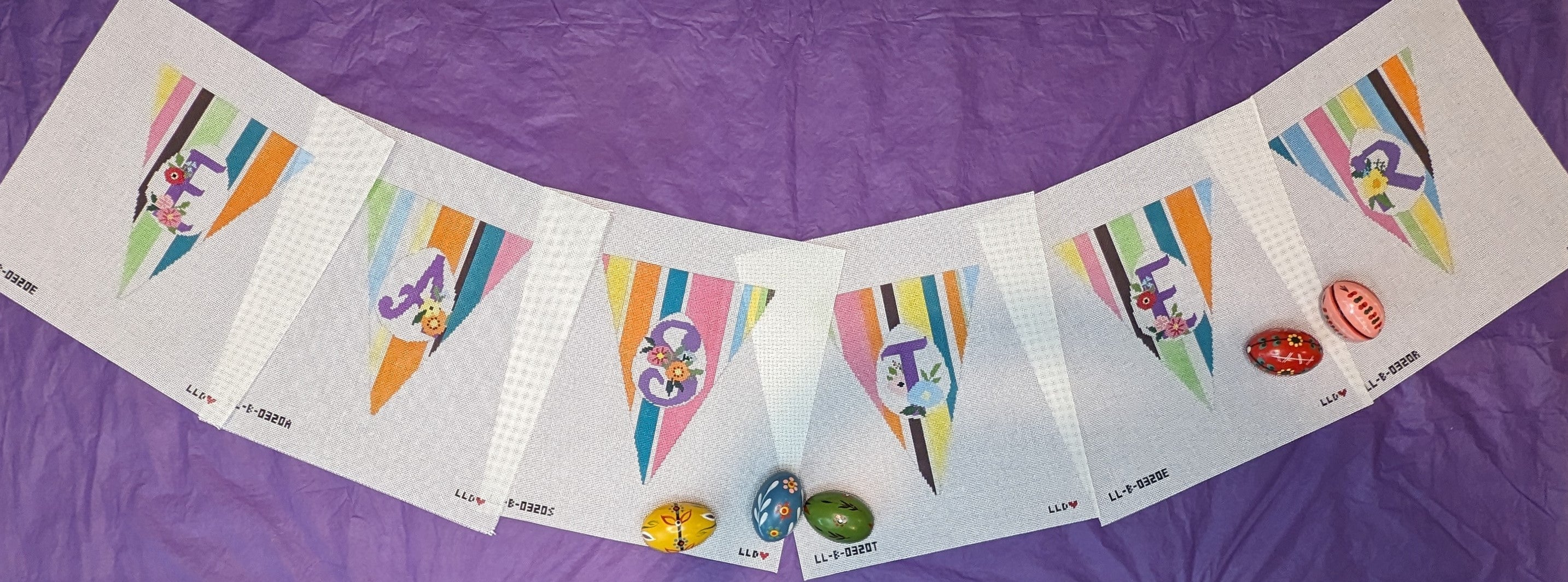 LL-BUN-0320b EASTER Garland -- 6 Individual Canvases