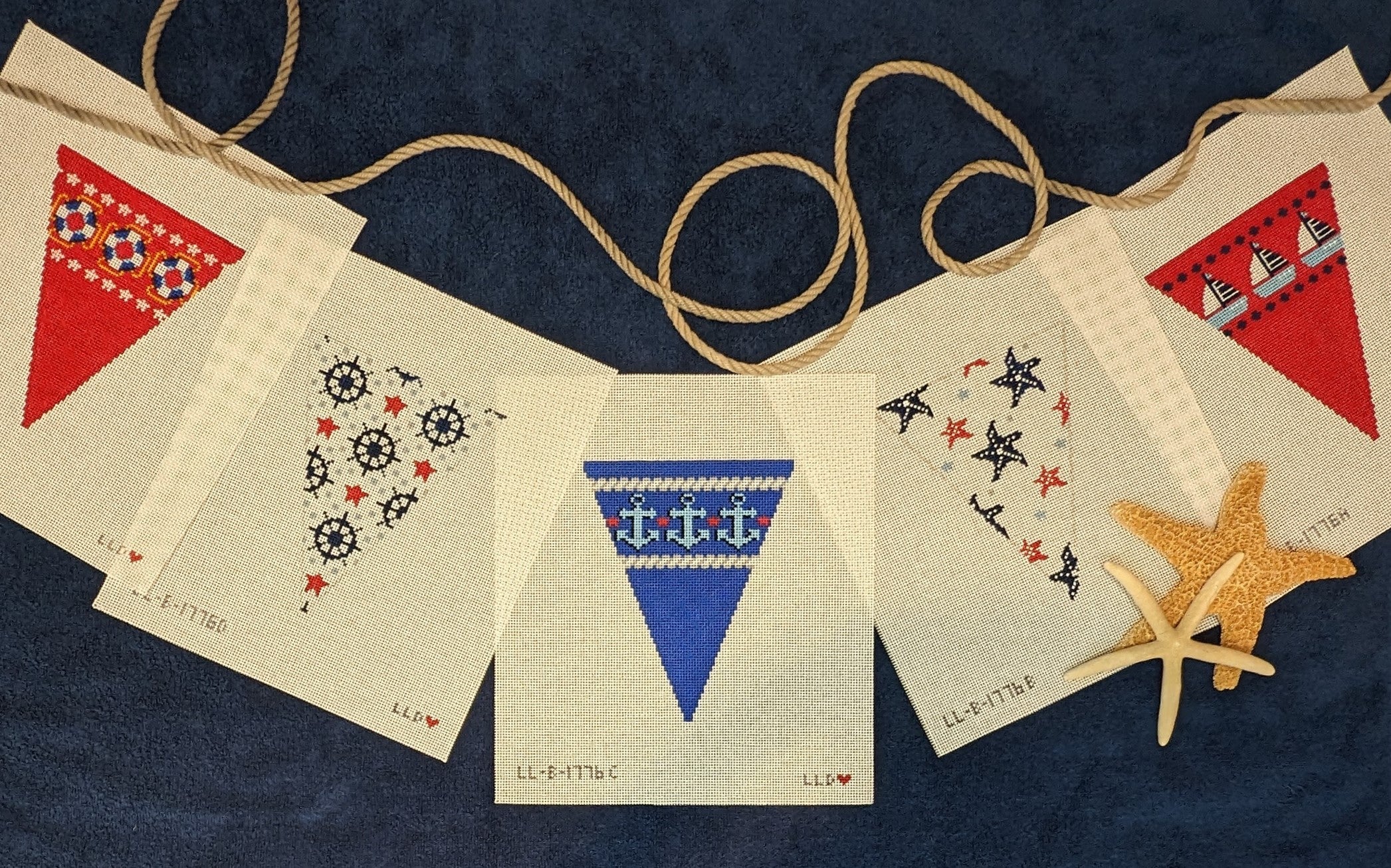 LL-BUN-1776A NAUTICAL Garland -- 5 Individual Canvases
