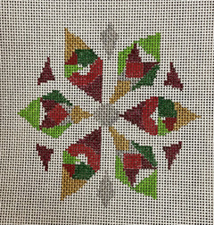 LL-ORN-03b Geometric Snowflake Red/Gold