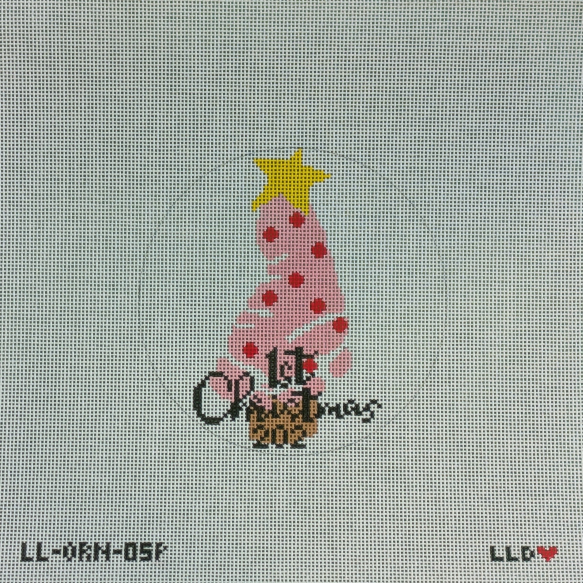 LL-ORN-05P Baby's First Xmas Foot Pink
