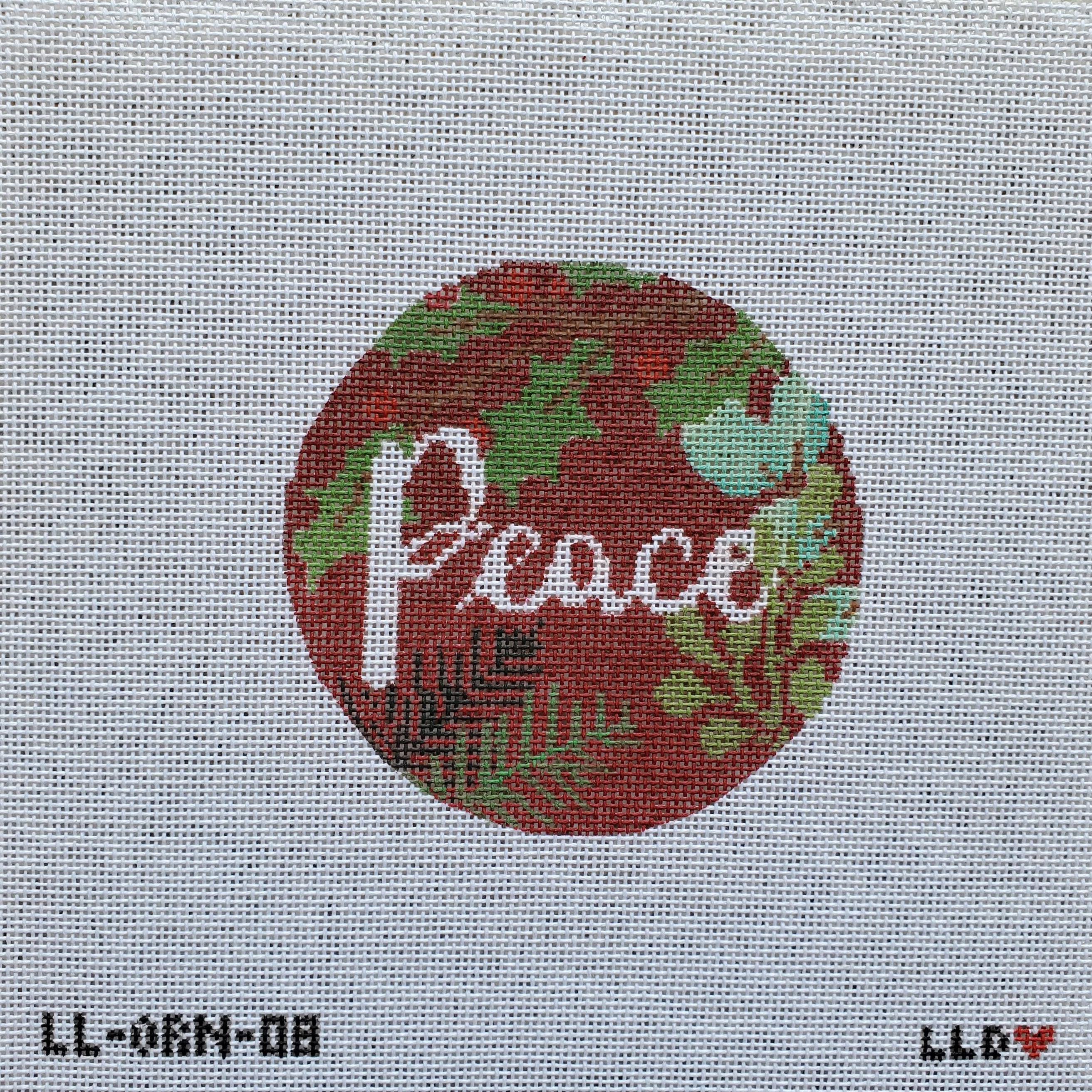 LL-ORN-08 Botanical Peace-- red