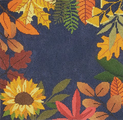 LL-PW-11 Blue Sunflower Botanical Pillow Blank*
