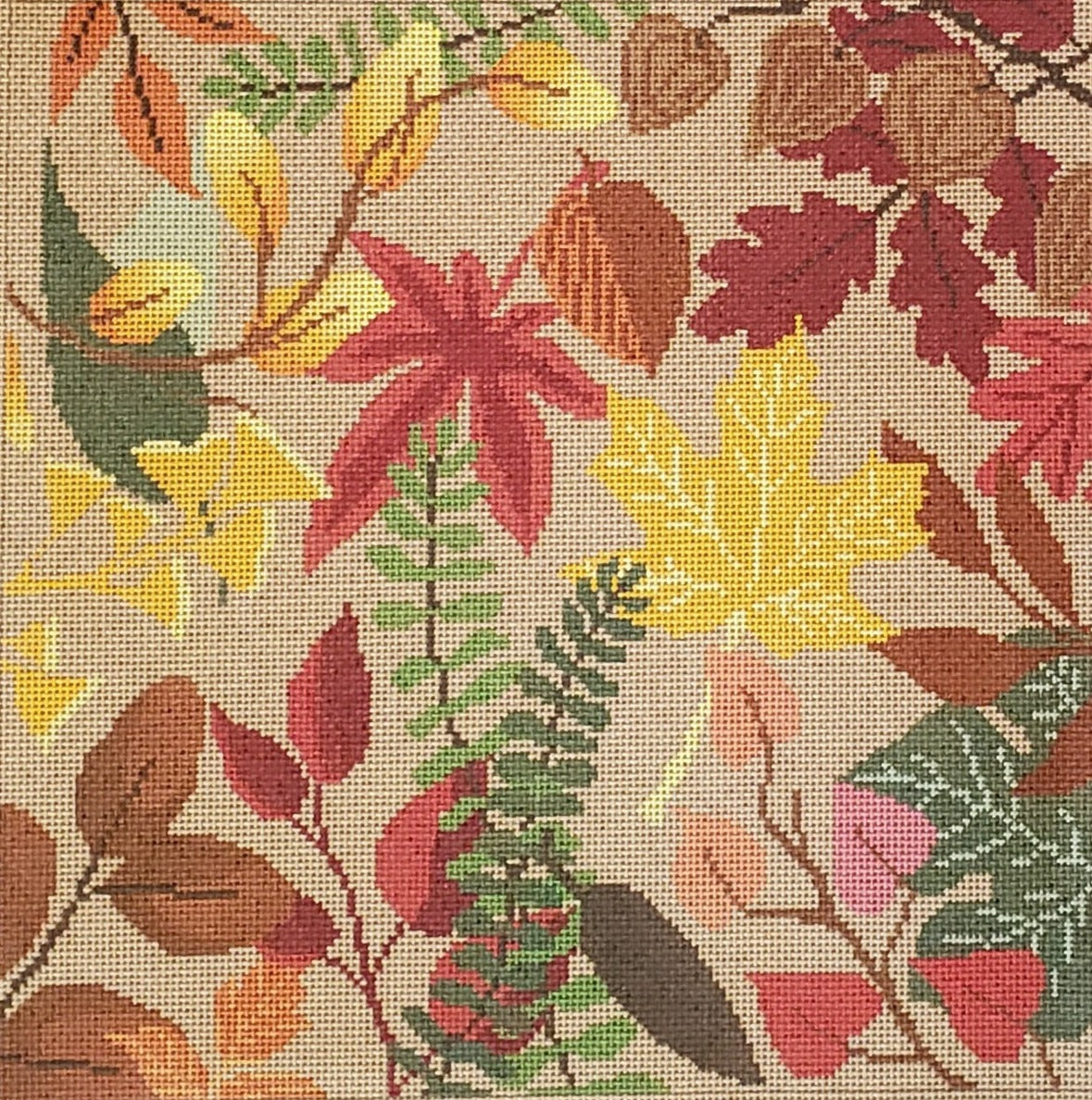 LL-PW-1101 Botanical Pillow Autumn Leaves Burlap