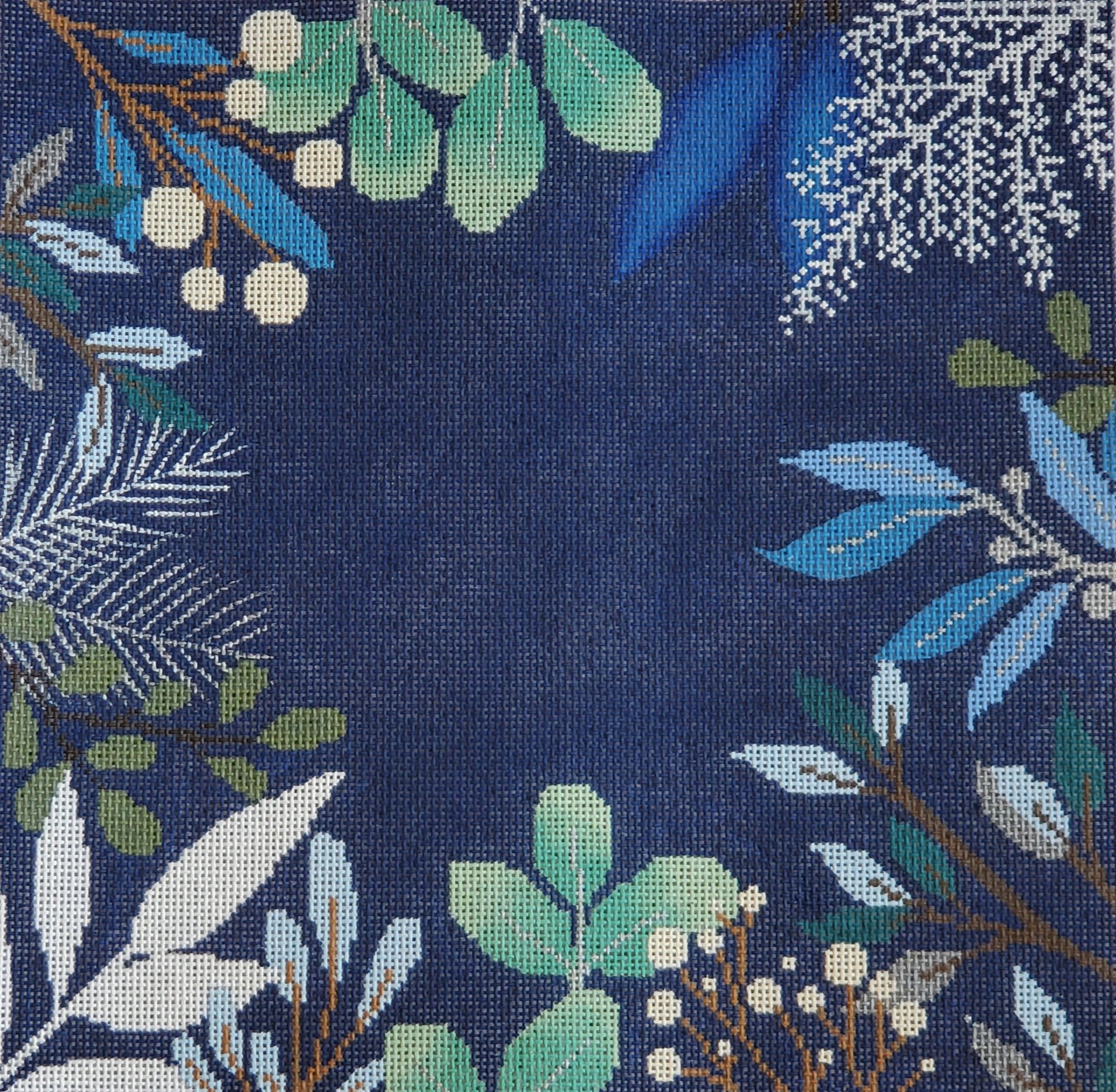 LL-PW-13 Blue Winter Botanical Pillow Blank*