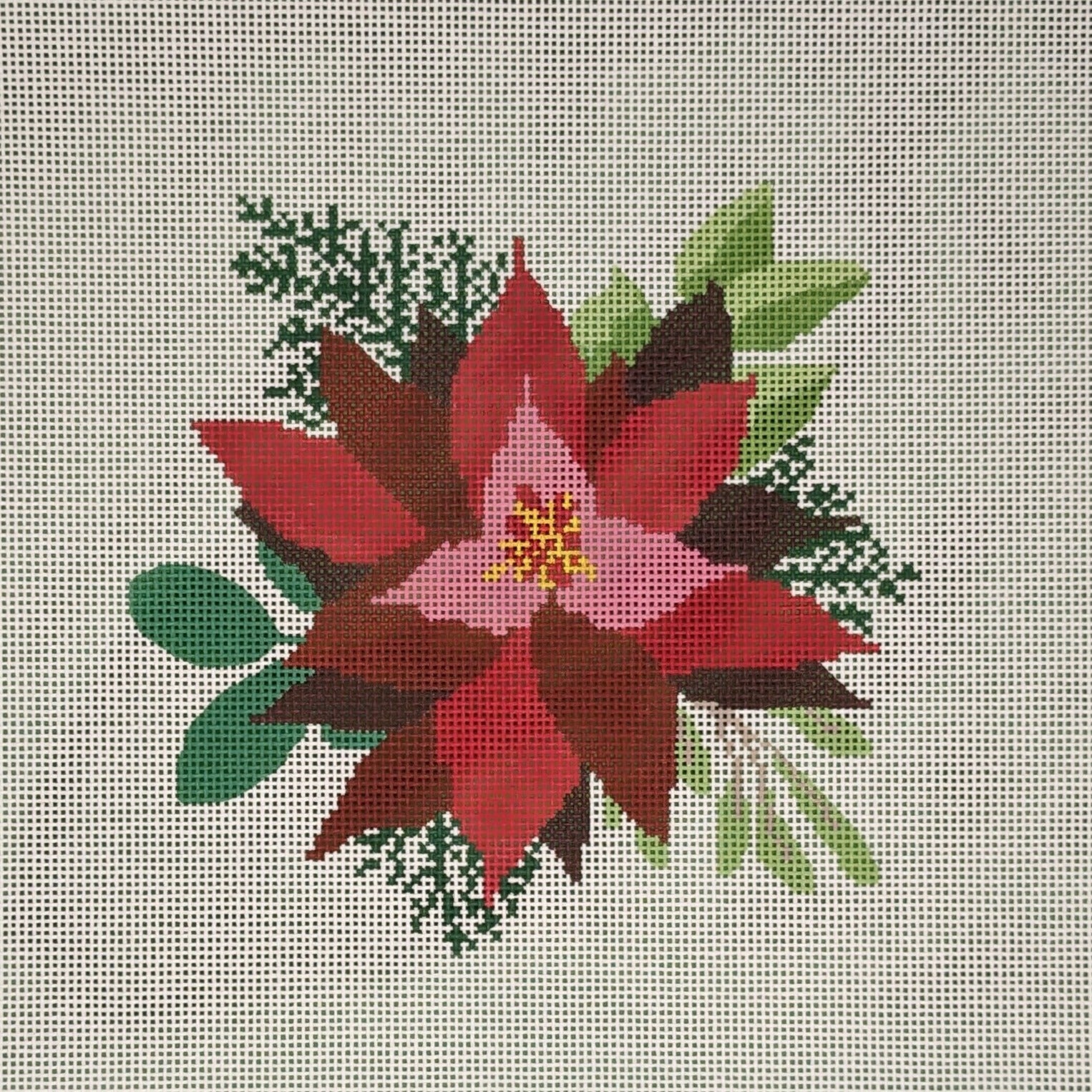 LL-PW-16 Red Poinsettia on White Background