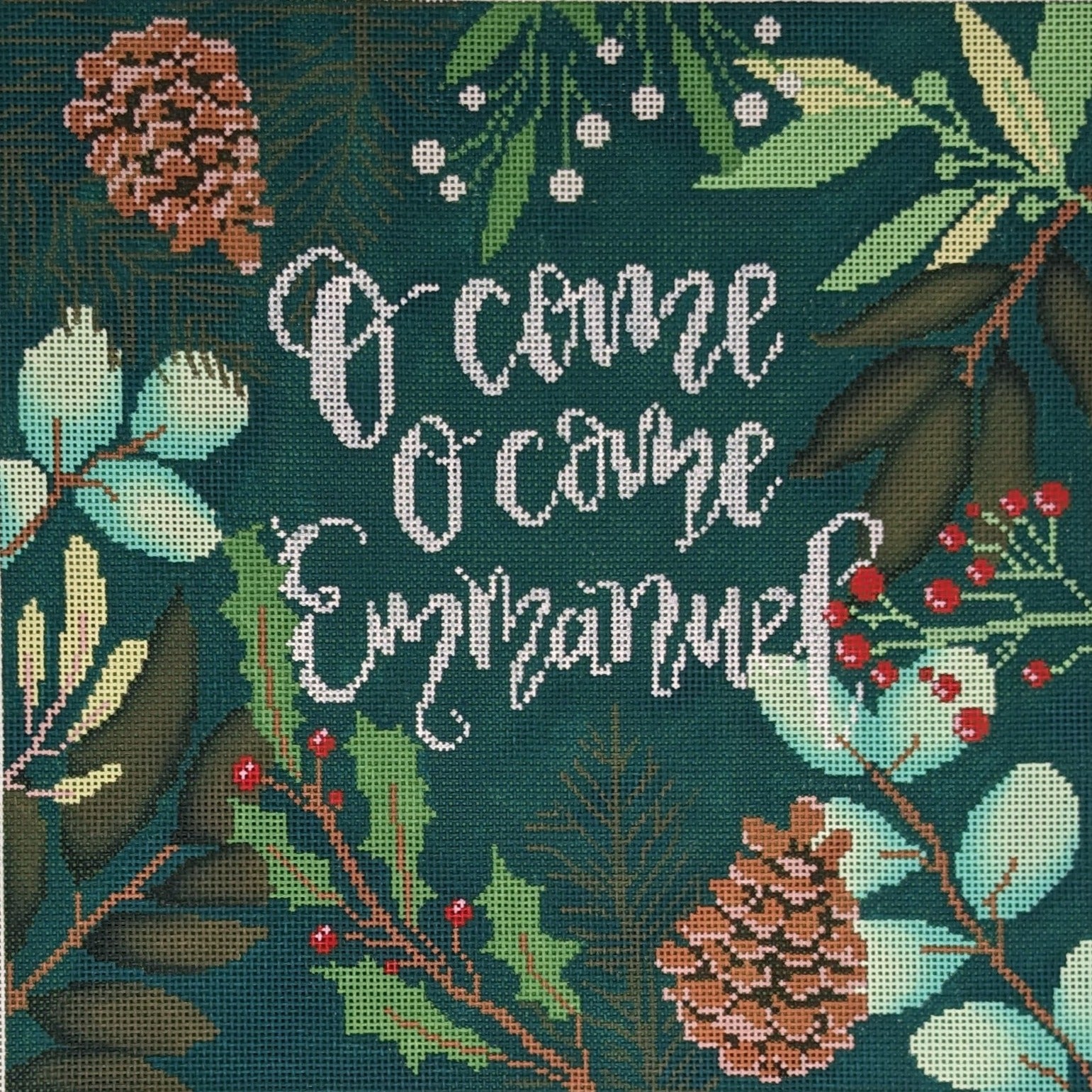 LL-PW-8b O Come O Come Emmanuel Green Pillow