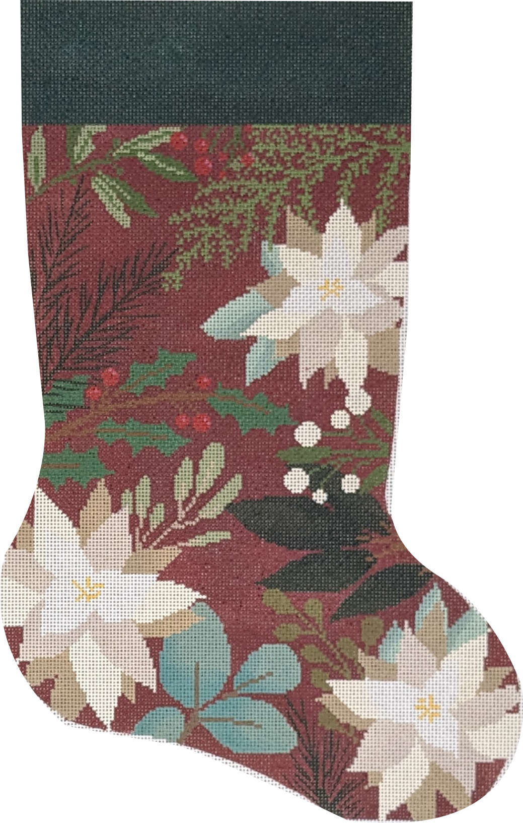 LL-ST-01C Red Stocking with White Flowers