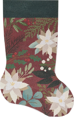 LL-ST-01C Red Stocking with White Flowers