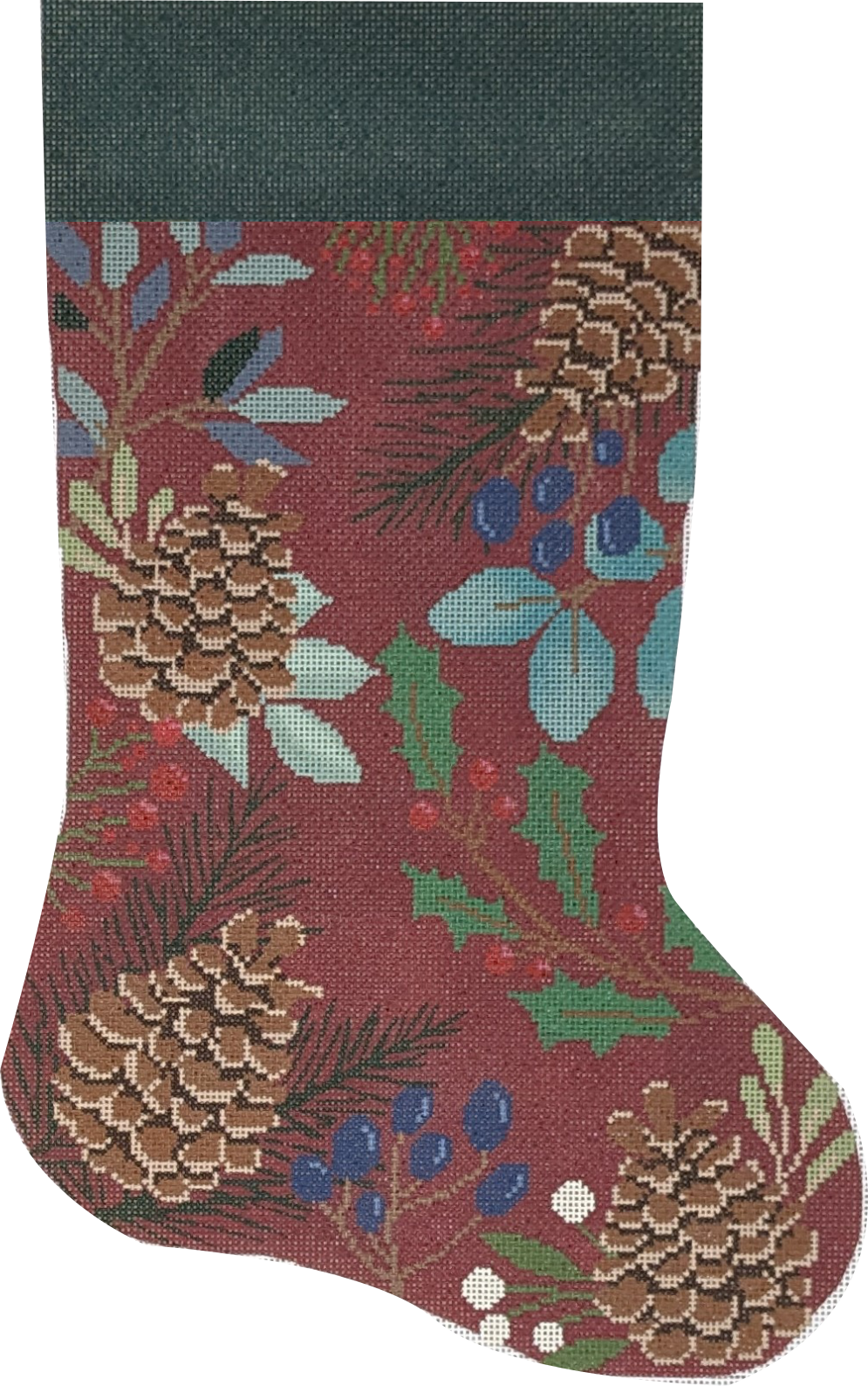 LL-ST-02C Red Stocking with Pinecones
