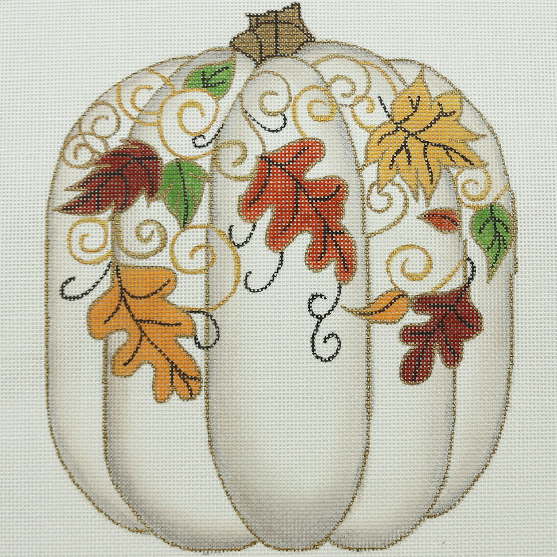 R1232 Neutral Pumpkin with fall leaves