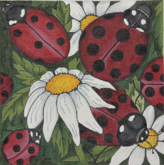 R1244 Ladybugs on white flowers