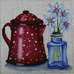 R159 Red Teapot and Flowers
