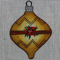 R196 Gold Ornament w/Poinsettia