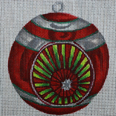 R198 Red Ornament w/Silver Stripes