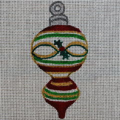 R246 Gold, Green, White, and Red Ornament