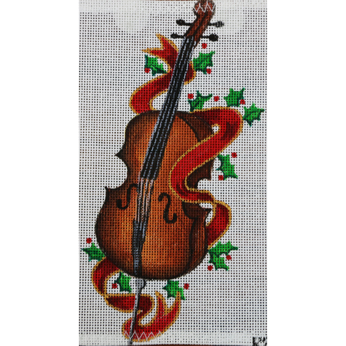 R259 Cello w/ Red Ribbon and Holly