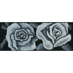 R28 White Roses on Black Canvas