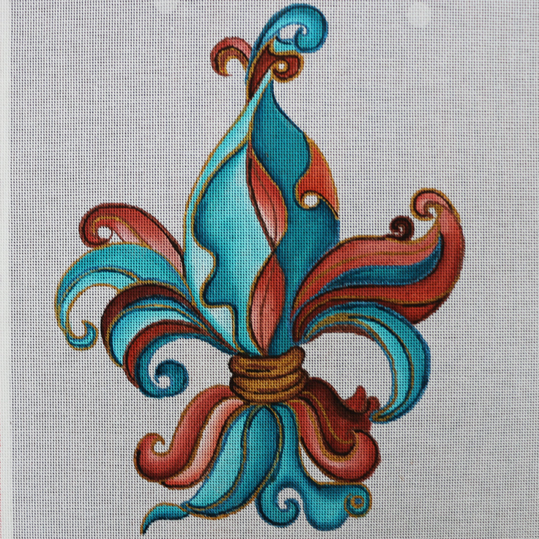 R514 Fluer de Lis - salmon and turquoise
