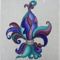 R515 Fleur de Lis- Purple, dark blue, and turquoise