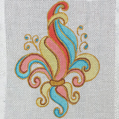 R526 Fleur De lis- yellow, pink, and turquoise