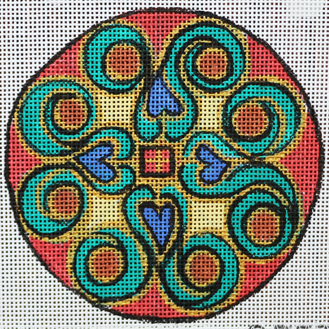 R533 Green and purple heart round