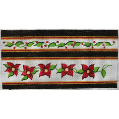 R539 White, black, gold w/ red flowers
