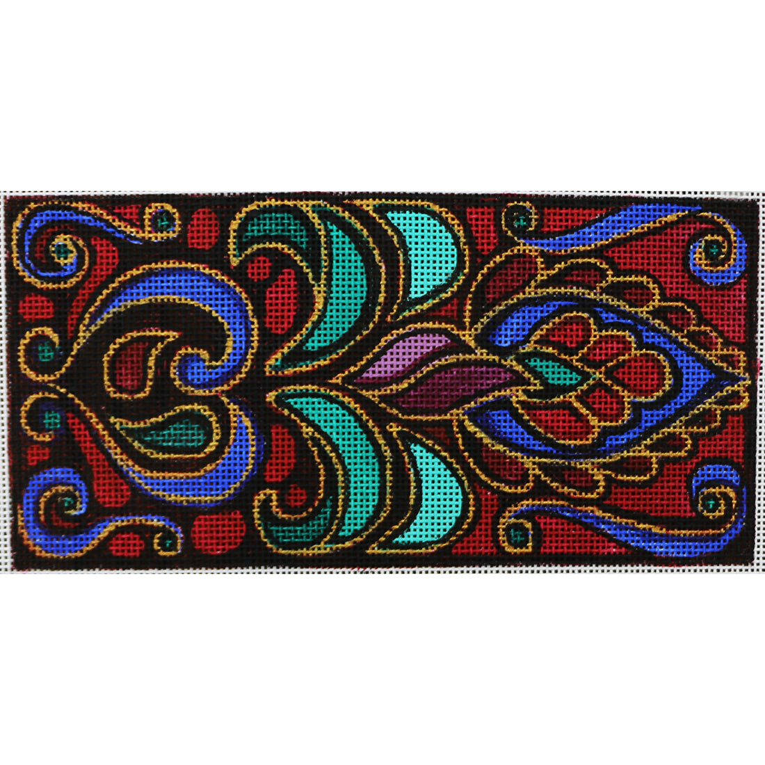 R545 Red background, with navy and green