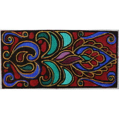 R545 Red background, with navy and green