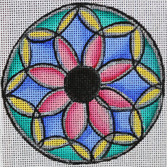 R558 Blue background w/ red flower