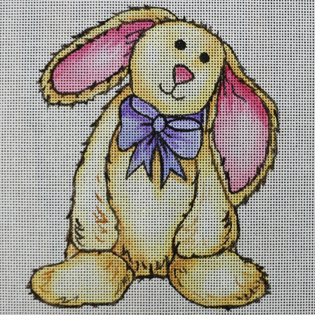 R582 Light brown bunny w/ purple bowtie