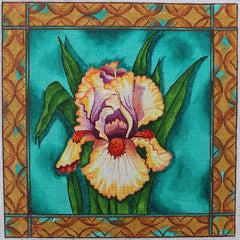 R586 Green background w/ yellow iris