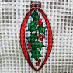 R607 Red/Silver Ornament with Mistletoe/Berries