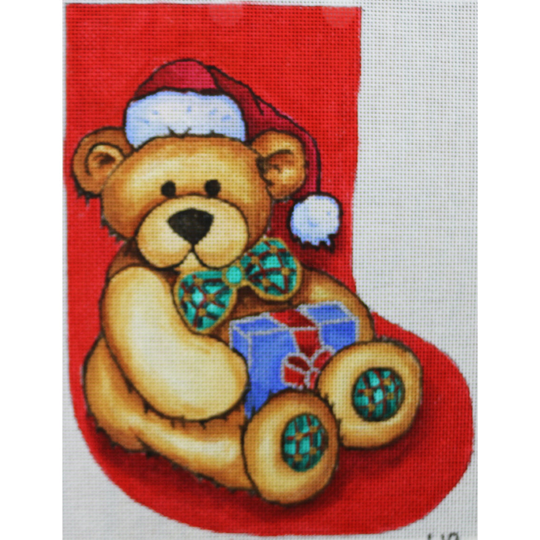 R619 Teddy Bear with Santa Cap/Red Background