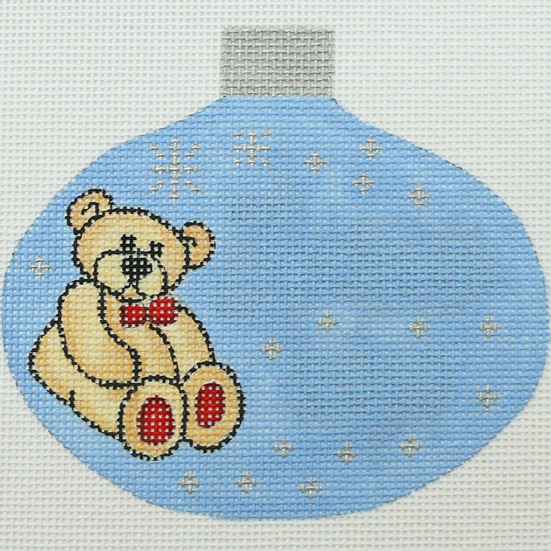 R633 Blue/Silver Ornament with Teddy Bear