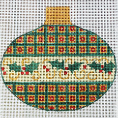 R643 Green/Gold Ornament w/ Holly