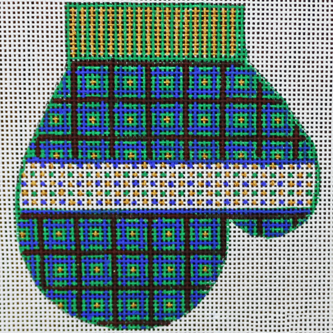 R645 Green/Gold Plaid Mitten