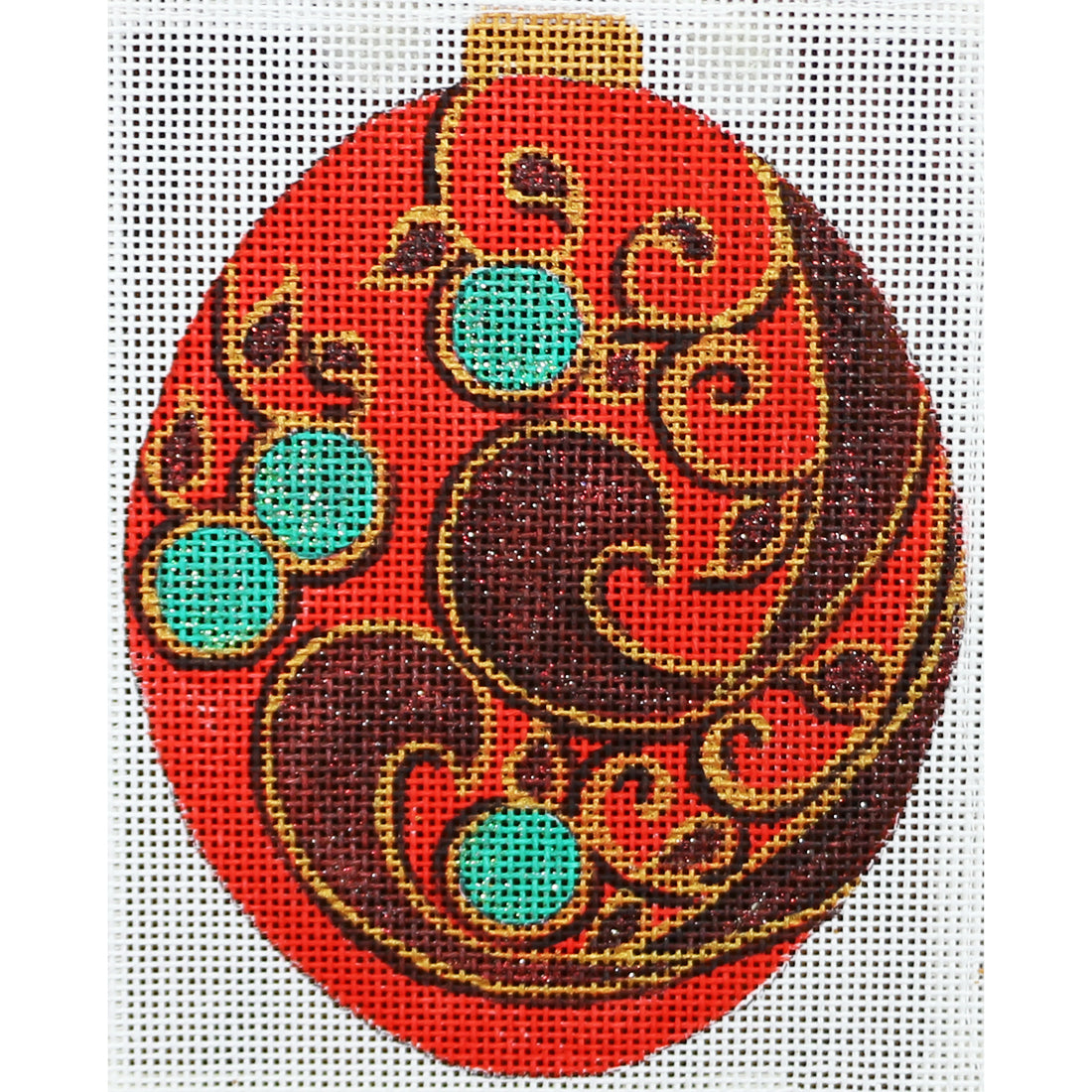 R667 Red Ornament W/ Maroon and Turquoise