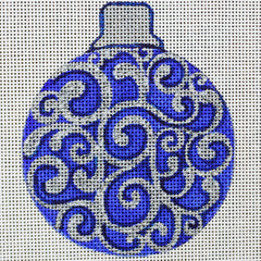 R674 Blue/Silver Round Ornament