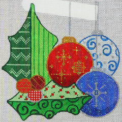 R680 Two Holly Leaves & Three Ornaments