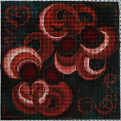 R76 Pink/Red Swirl on Green/Purple