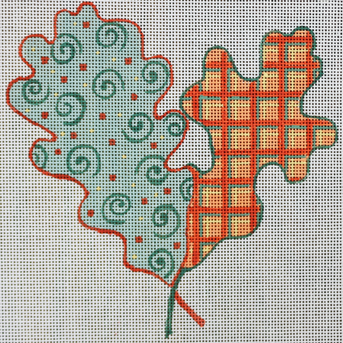 R787 Orange and Blue striped and Swirl leaf