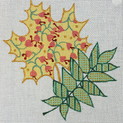 R789 Green striped and yellow swirl leaves
