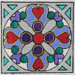 R804 Kaleidoscope- Teal, silver, red, and green square